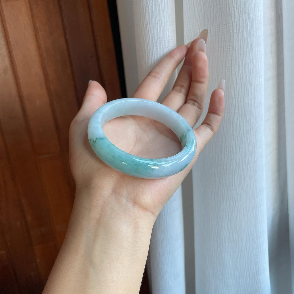 糯冰飘花翡翠平安镯（58.6mm）（yc266507）