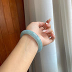 糯冰蓝底带黄翡翡翠平安镯（61mm（yc264144）