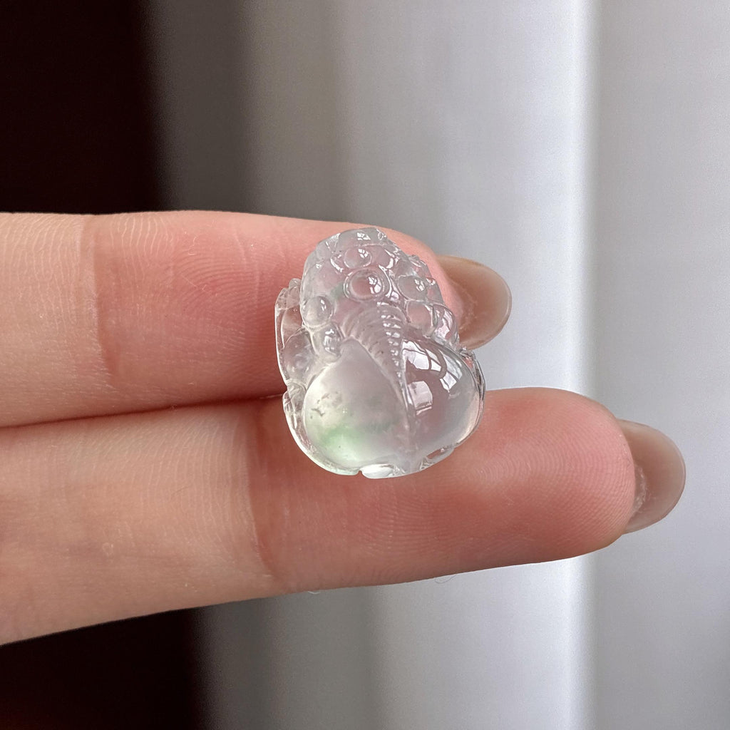 高冰种飘花起光貔貅裸石 天然缅甸A货翡翠（yc534581）