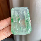 冰种飘花翡翠山水牌（yc303803）