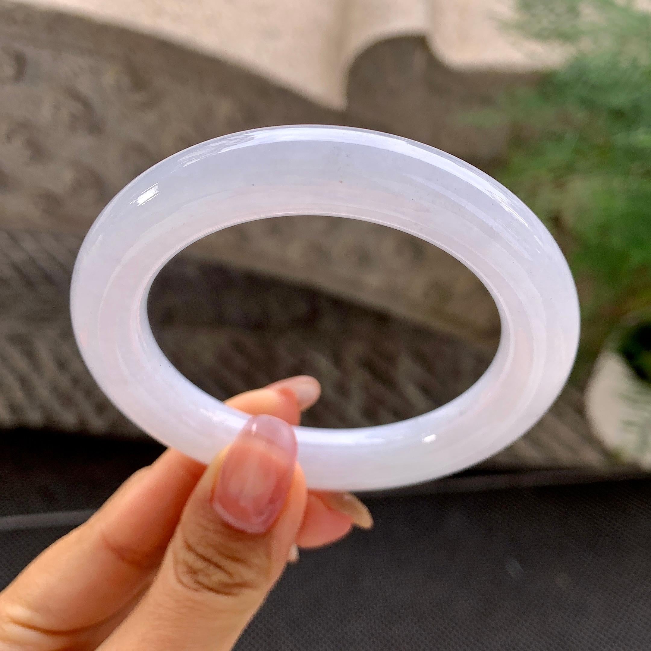 细糯种淡紫罗兰圆条手镯（55.4mm）（yc288671）