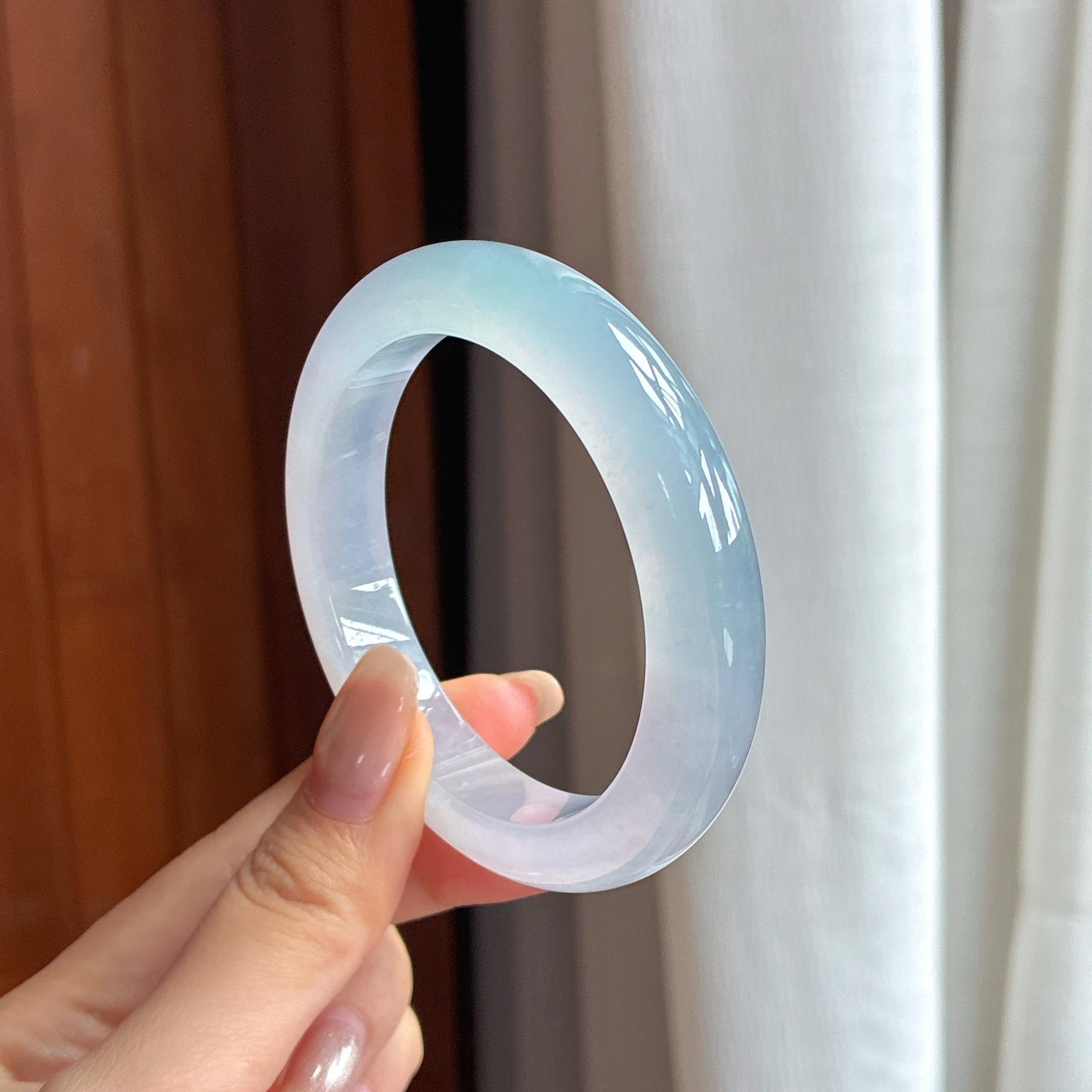 Vòng tay bình an vòng tròn chính băng chủng khởi quang xuân đới thái 54 vòng Ngọc phỉ thúy tự nhiên Myanmar hàng A (yc450801)