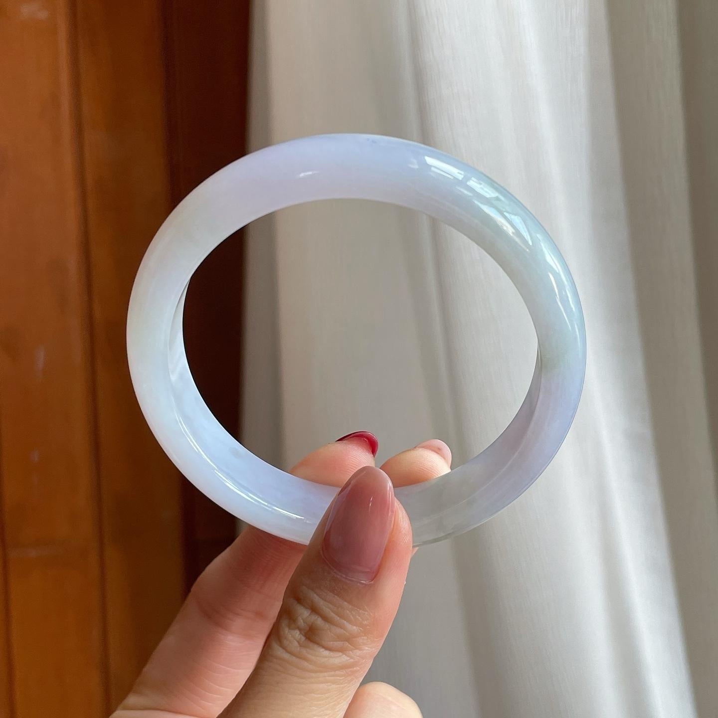 糯冰淡椿彩底翡翠平安镯（59mm）（yc305923）