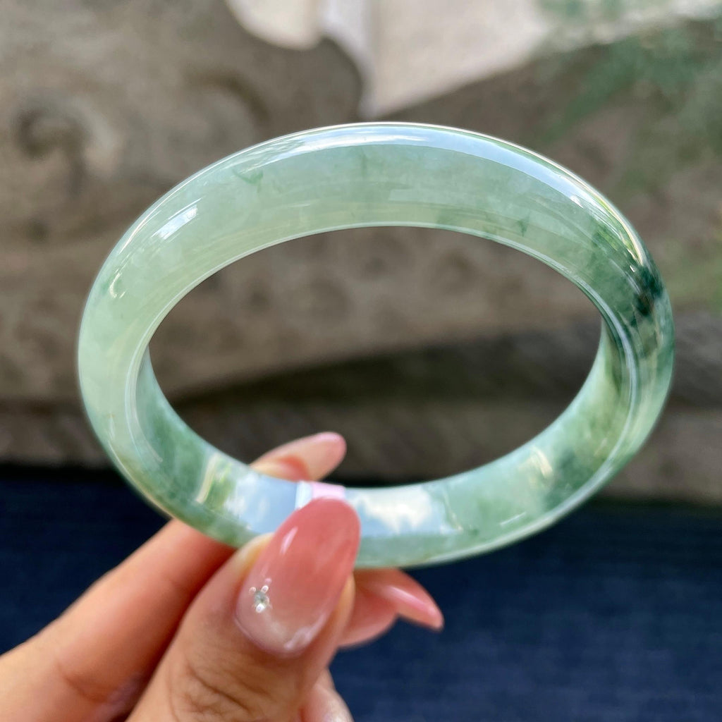 细糯种飘花正圈平安镯570.2圈      天然缅甸A货翡翠（yc426020）