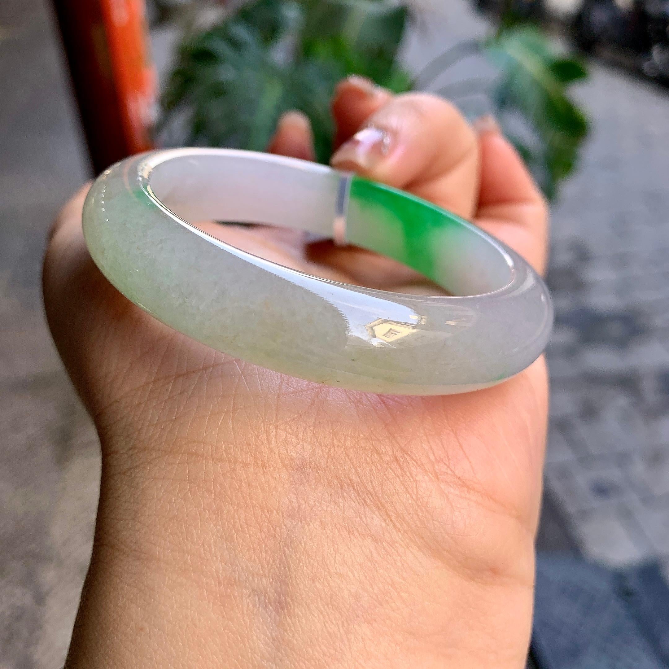糯冰种飘阳绿平安镯（52mm）（yc292641）