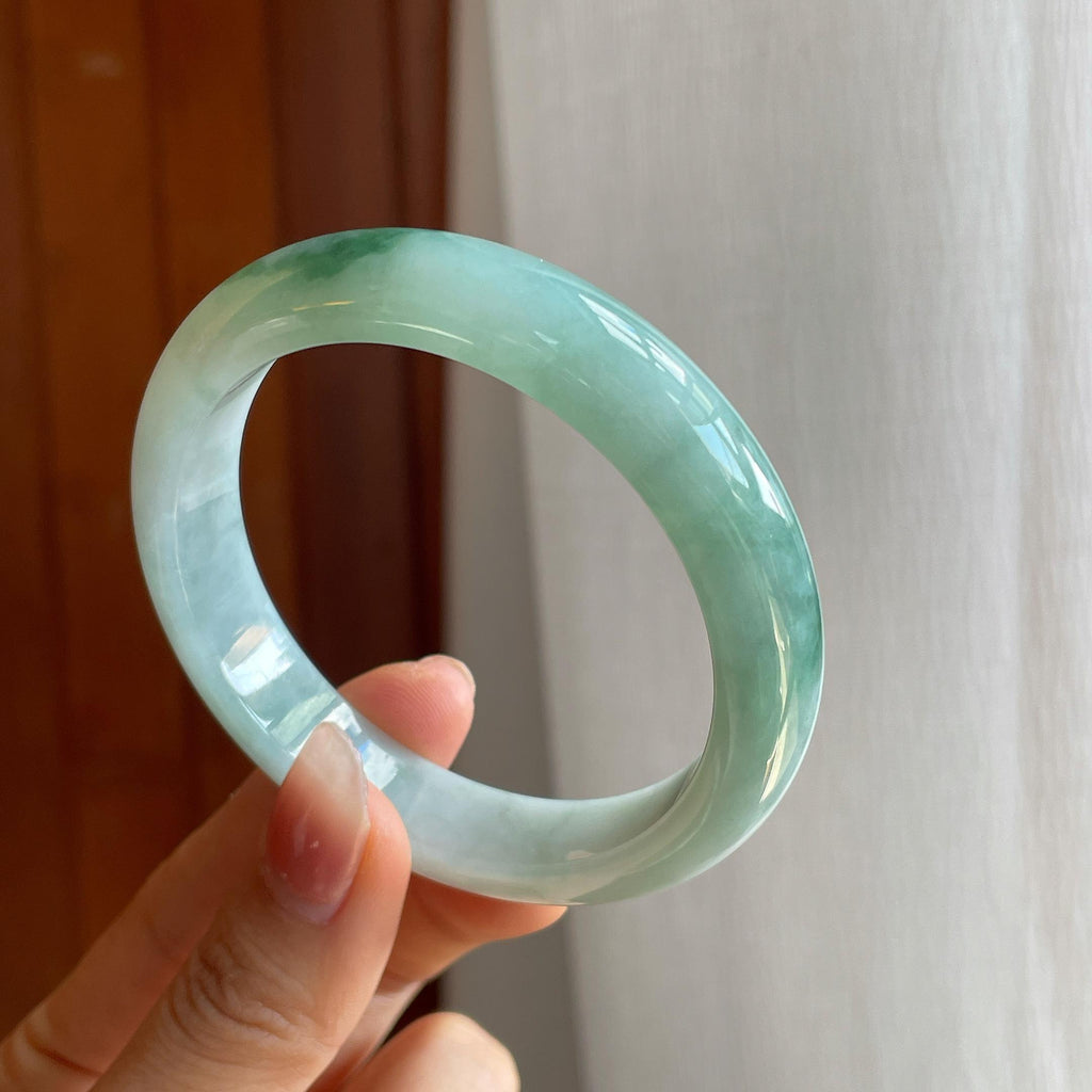 糯冰飘花翡翠平安镯（58mm)（yc313932）