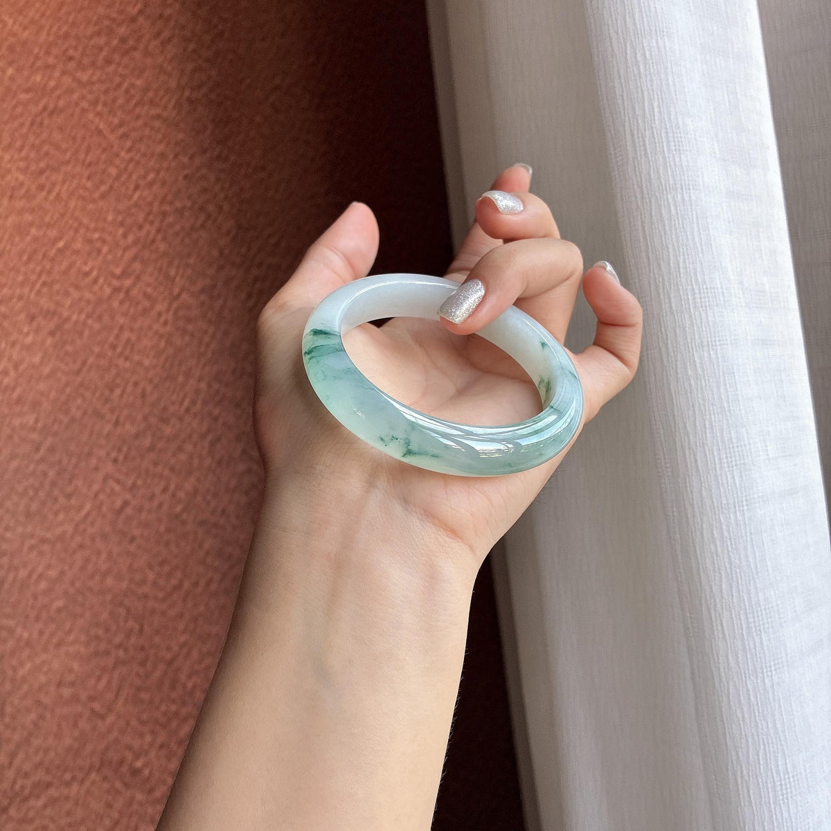 冰种飘花正圈平安镯 57圈（yc746912）