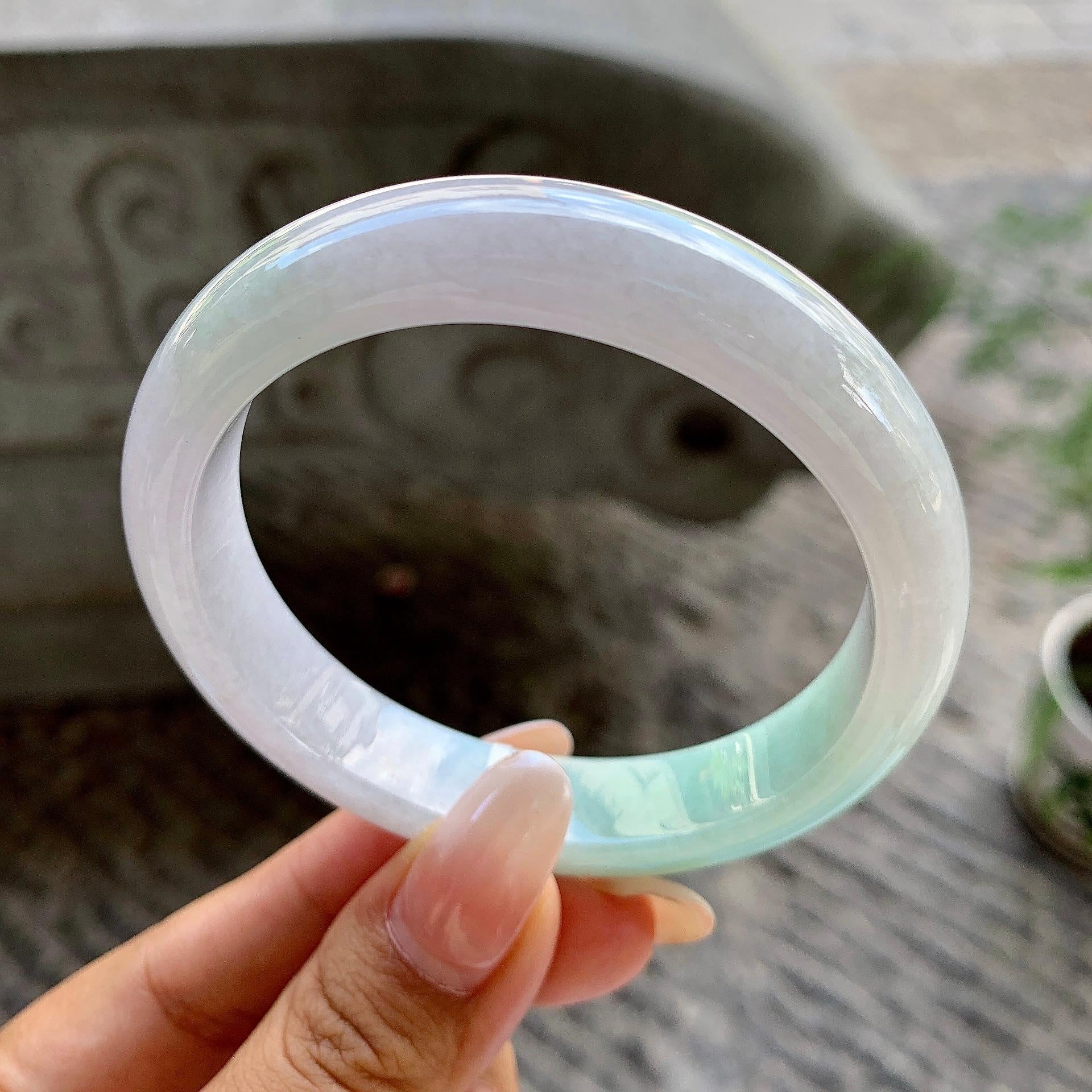 细糯种飘绿平安镯（57.2mm）（yc202388）