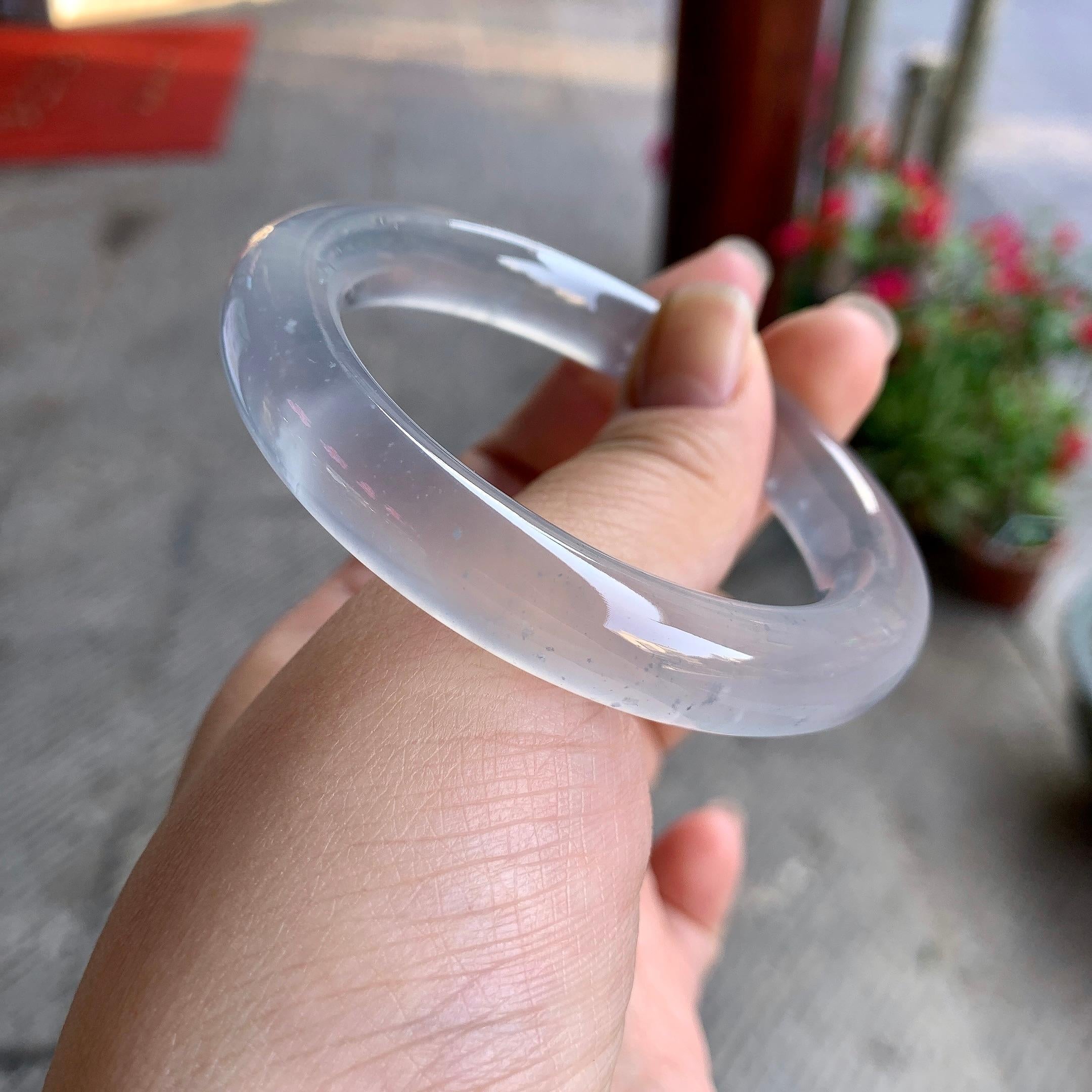 高冰种无色圆条手镯（53.6mm）（yc268982）