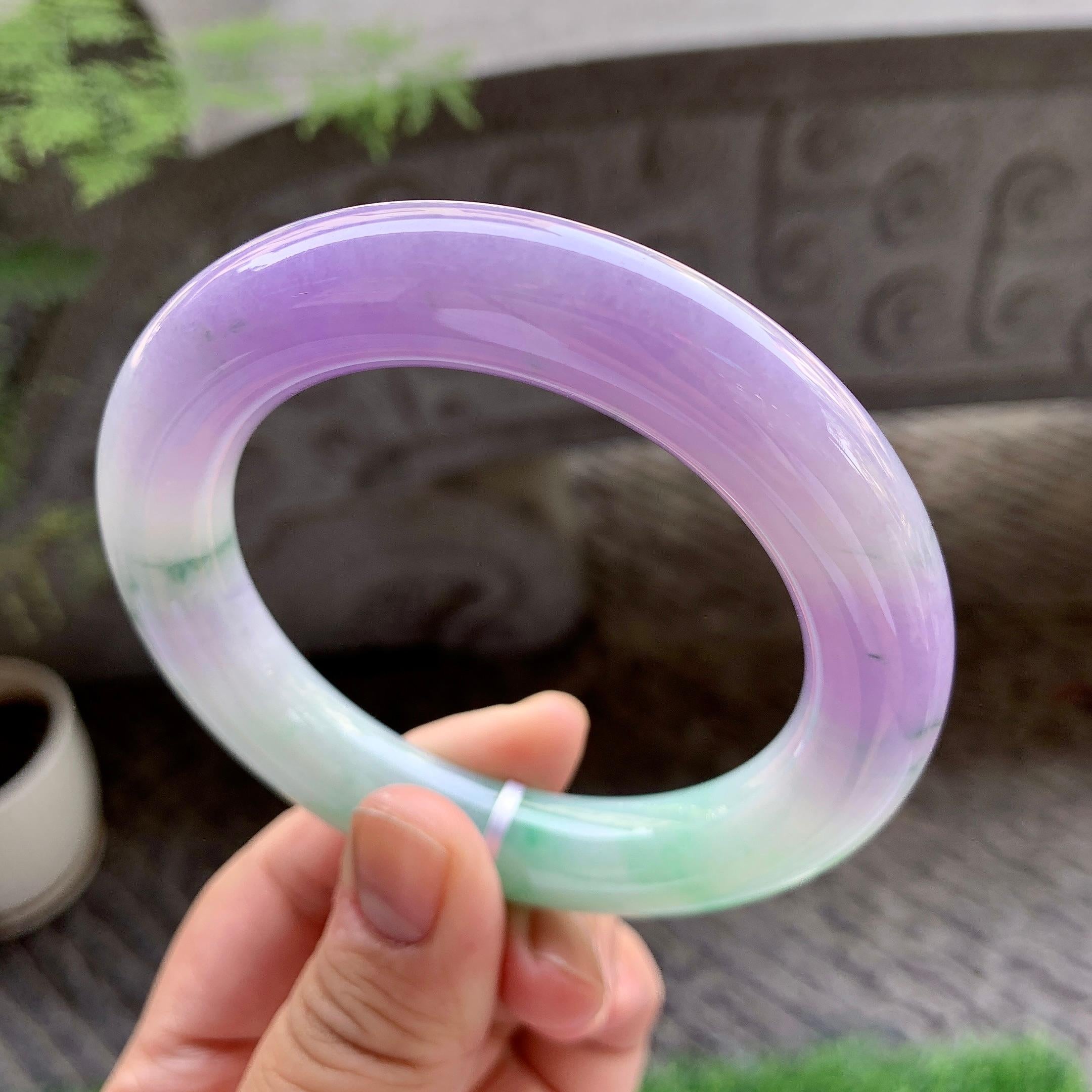 细糯种春彩飘花圆条手镯（58.2mm）