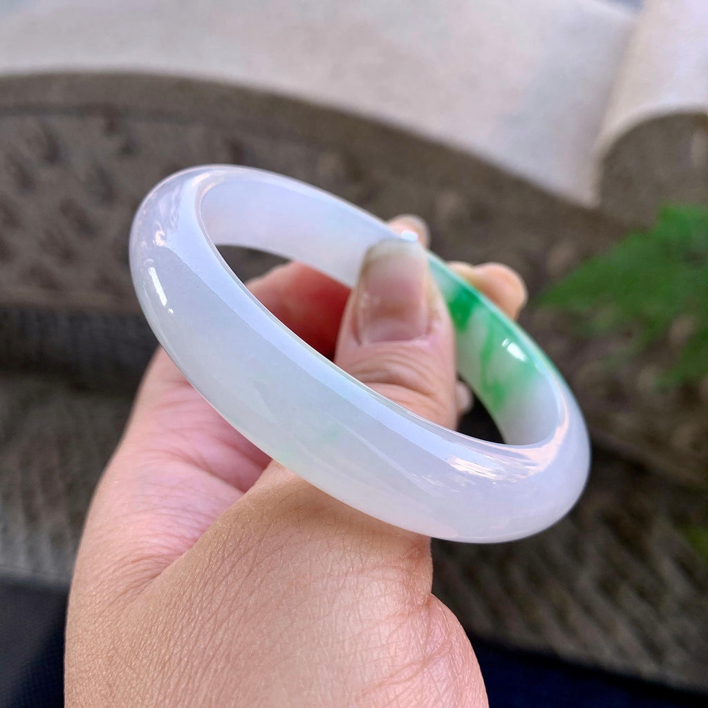 糯冰种白底青贵妃手镯（53.4mm）（yc305698）