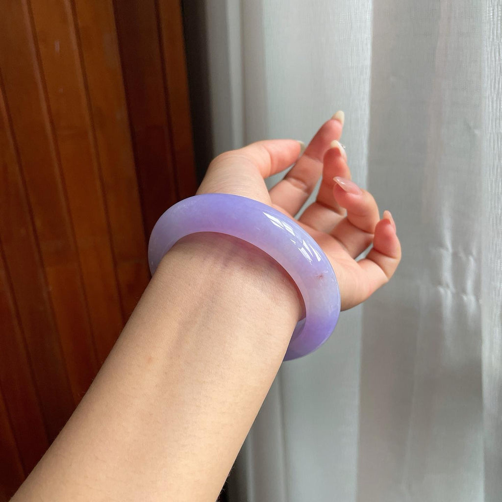 糯冰种紫罗兰翡翠平安镯（56mm）（yc206755）