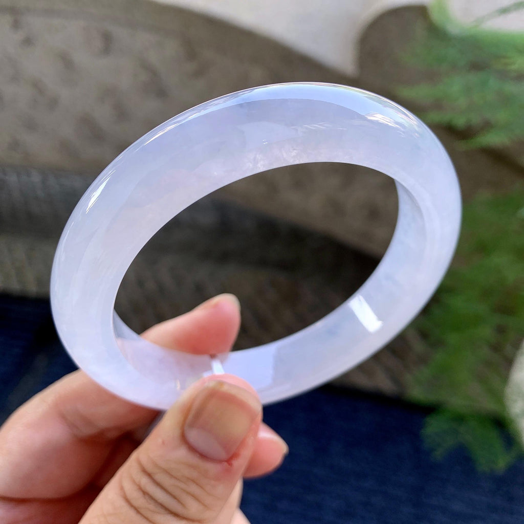 糯冰种淡紫罗兰平安镯（57mm）（yc249436）