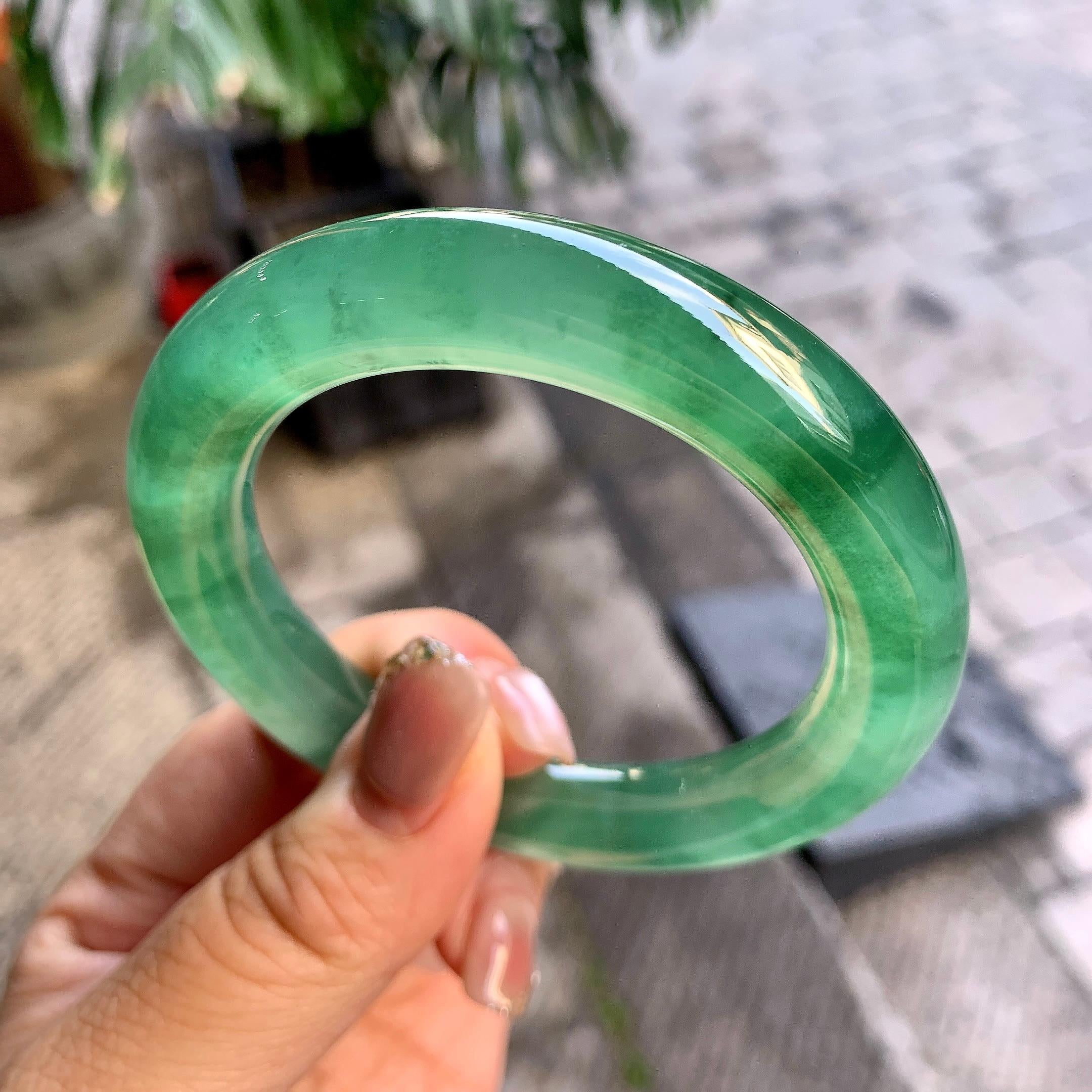 冰种晴底飘花圆条手镯（54.3mm）（yc292673）