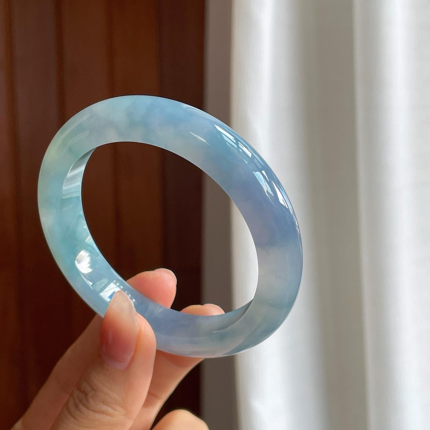 冰种紫罗兰翡翠平安镯（56mm）（yc314113）
