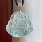 18k金扣冰种飘花翡翠佛公（yc248542）