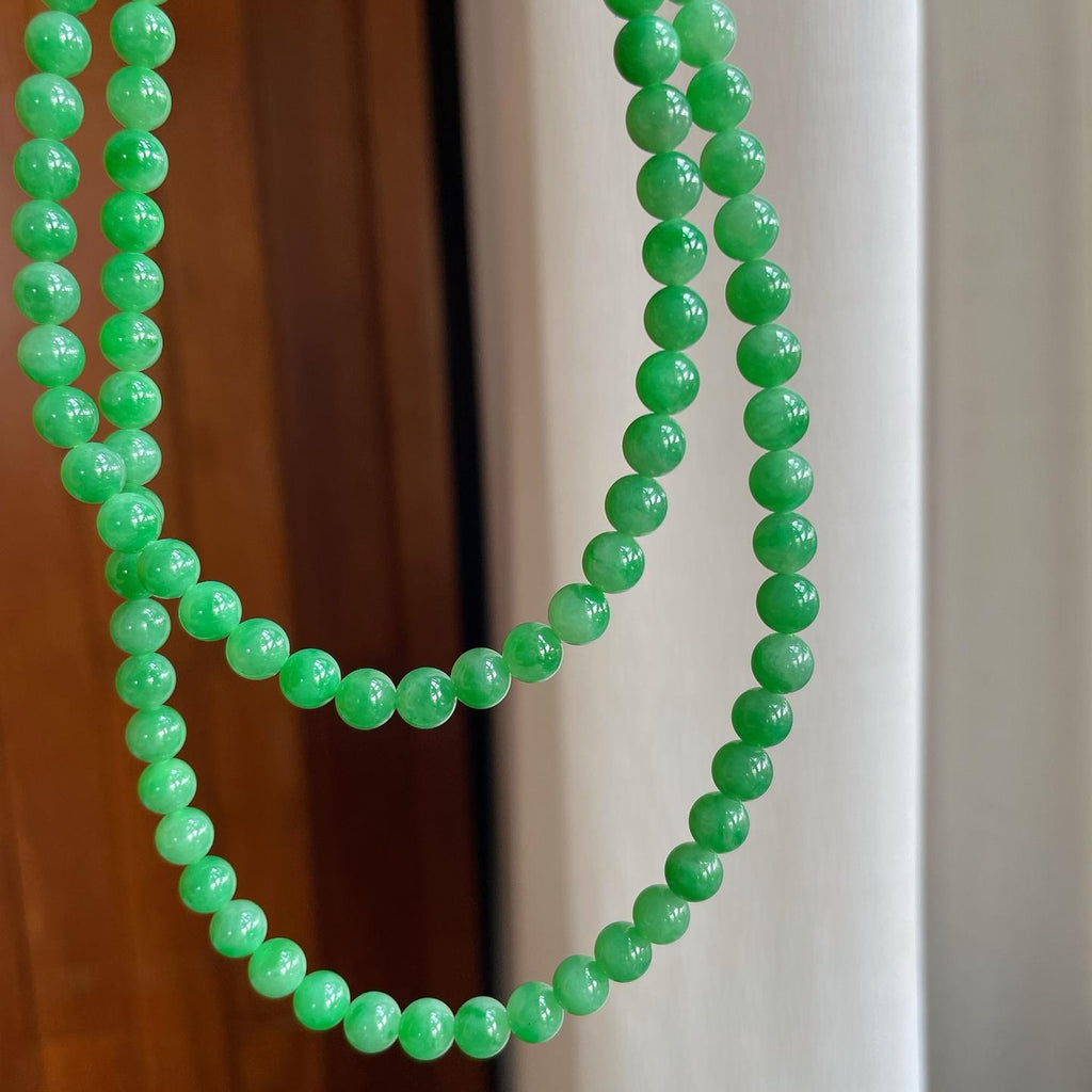 糯冰满绿翡翠珠串项链（yc251053）