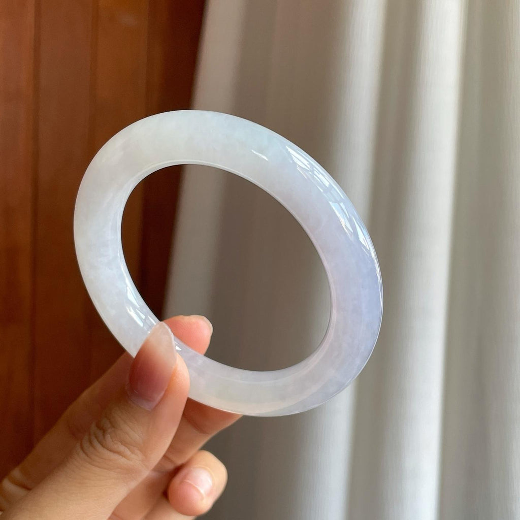 冰种淡春底圆条翡翠手镯（56mm）（yc312939）
