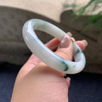细糯种飘蓝花正圈平安镯  57圈口  天然缅甸A货翡翠（yc405536）