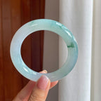 糯冰飘花翡翠圆条手镯（58mm)（yc380045）