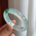 冰玻种飘花翡翠平安镯（52.3mm）（yc175295）