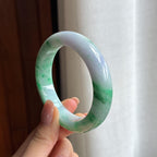 糯冰飘花翡翠平安镯（54.6mm)（yc422957）