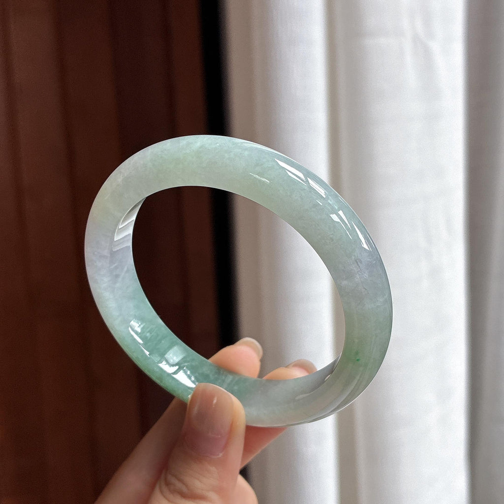 细糯种湖水绿正圈平安镯 58圈 天然缅甸A货翡翠（yc481639）