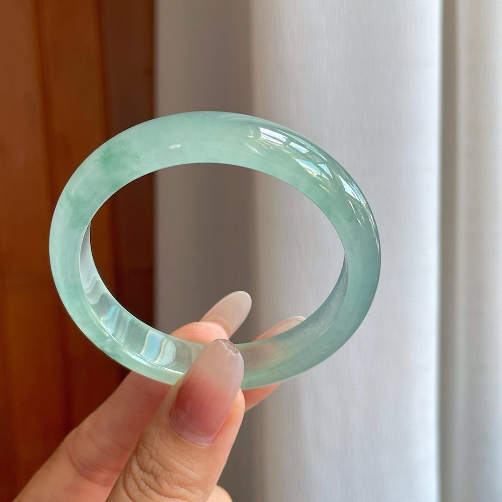 冰种飘花翡翠平安镯（53.5mm）（yc268119）