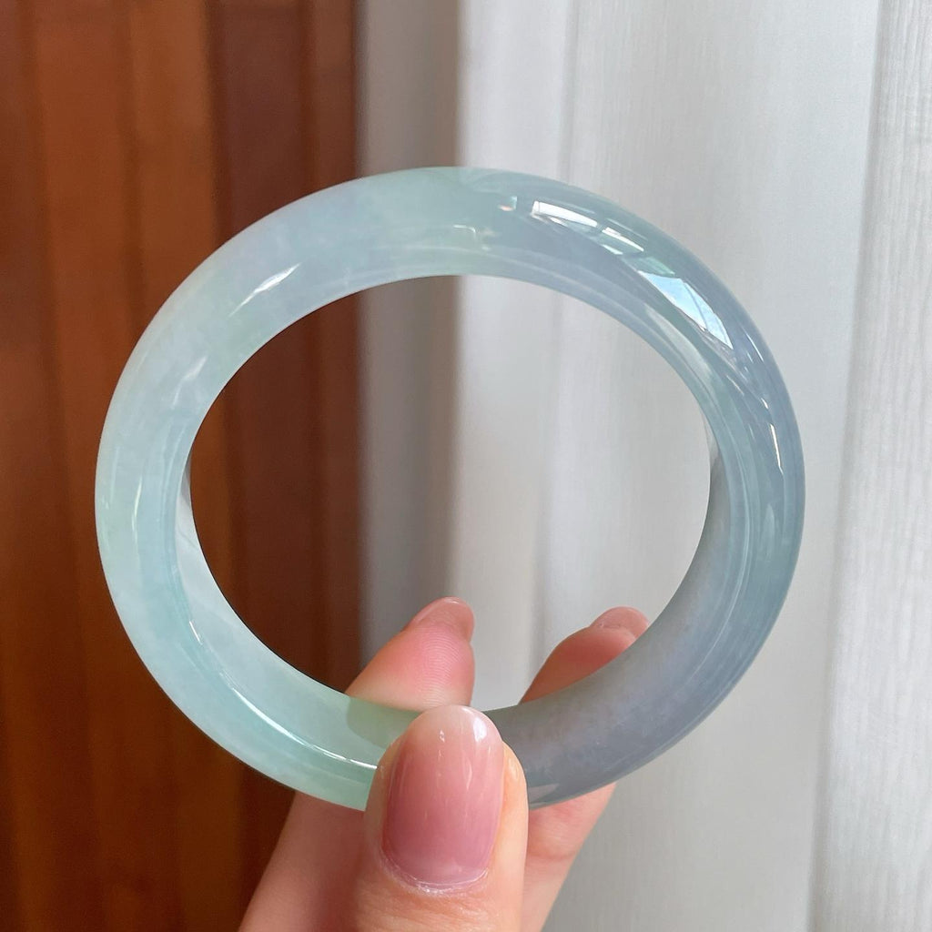冰种淡底色翡翠平安镯（53mm)（yc342183）