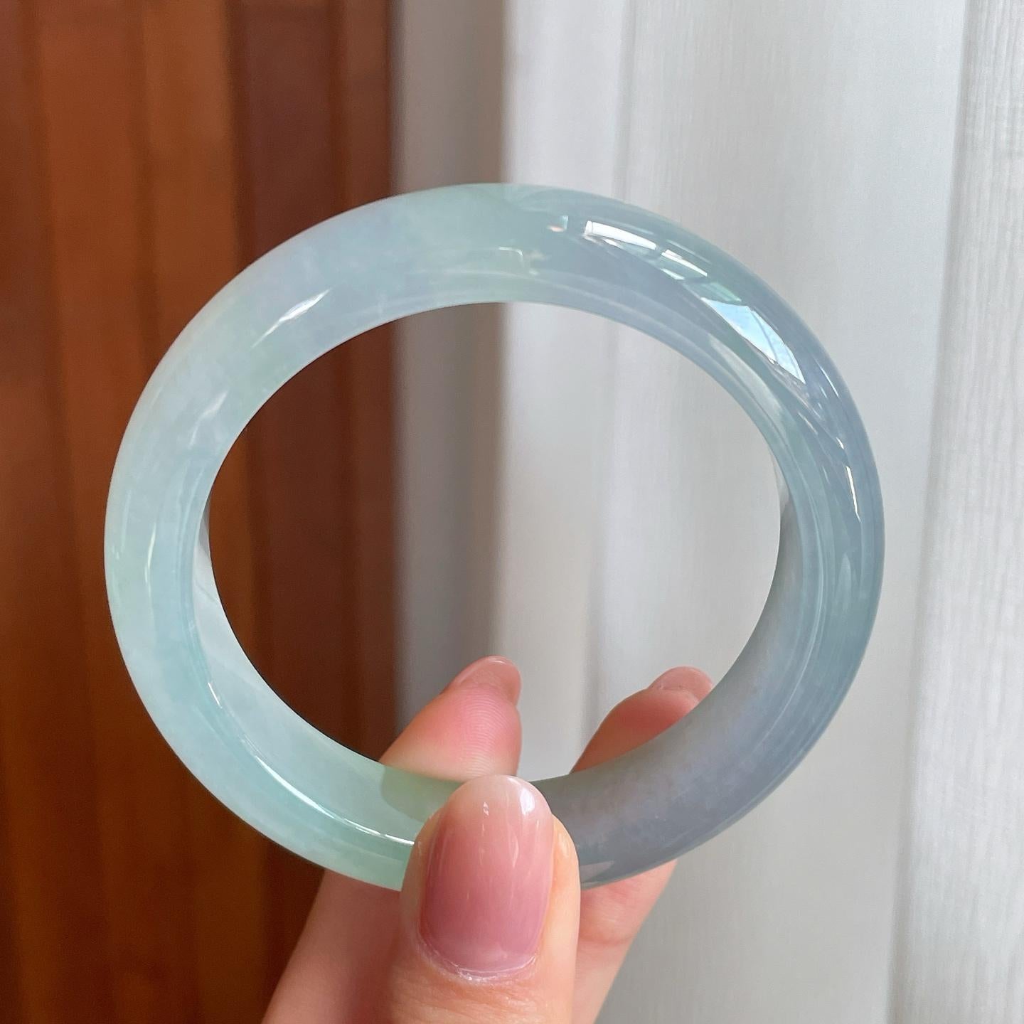 冰种淡底色翡翠平安镯（53mm)（yc342183）
