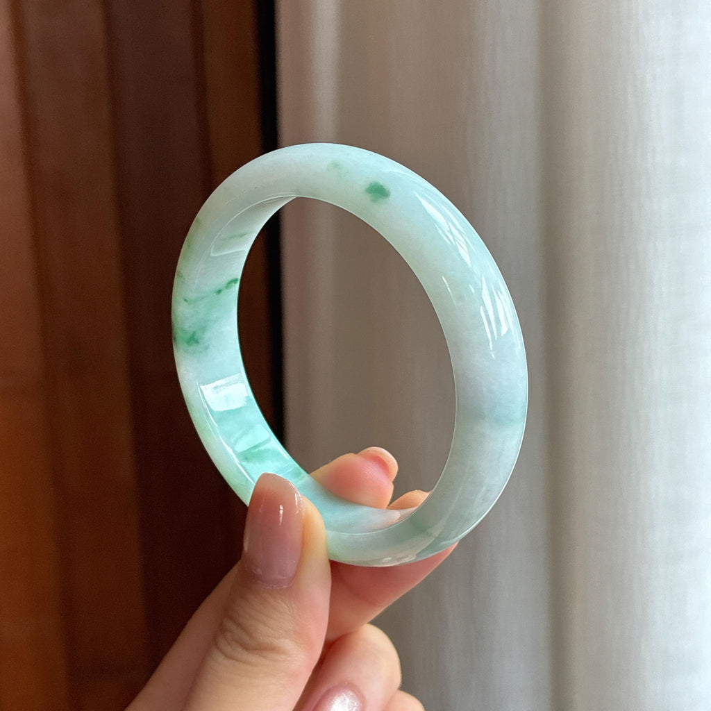 糯种飘花翡翠平安镯55圈（yc426857）
