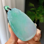 糯冰种飘绿仿古牌挂件（yc246702）