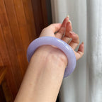 糯冰种紫罗兰翡翠圆条手镯（56mm）（yc204372）
