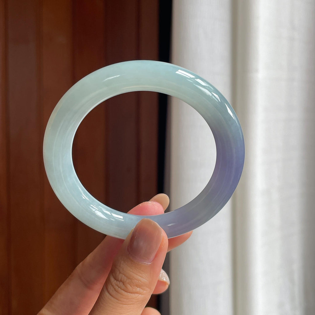 糯冰晴底紫罗兰翡翠圆条手镯（55.8mm）（yc412133）