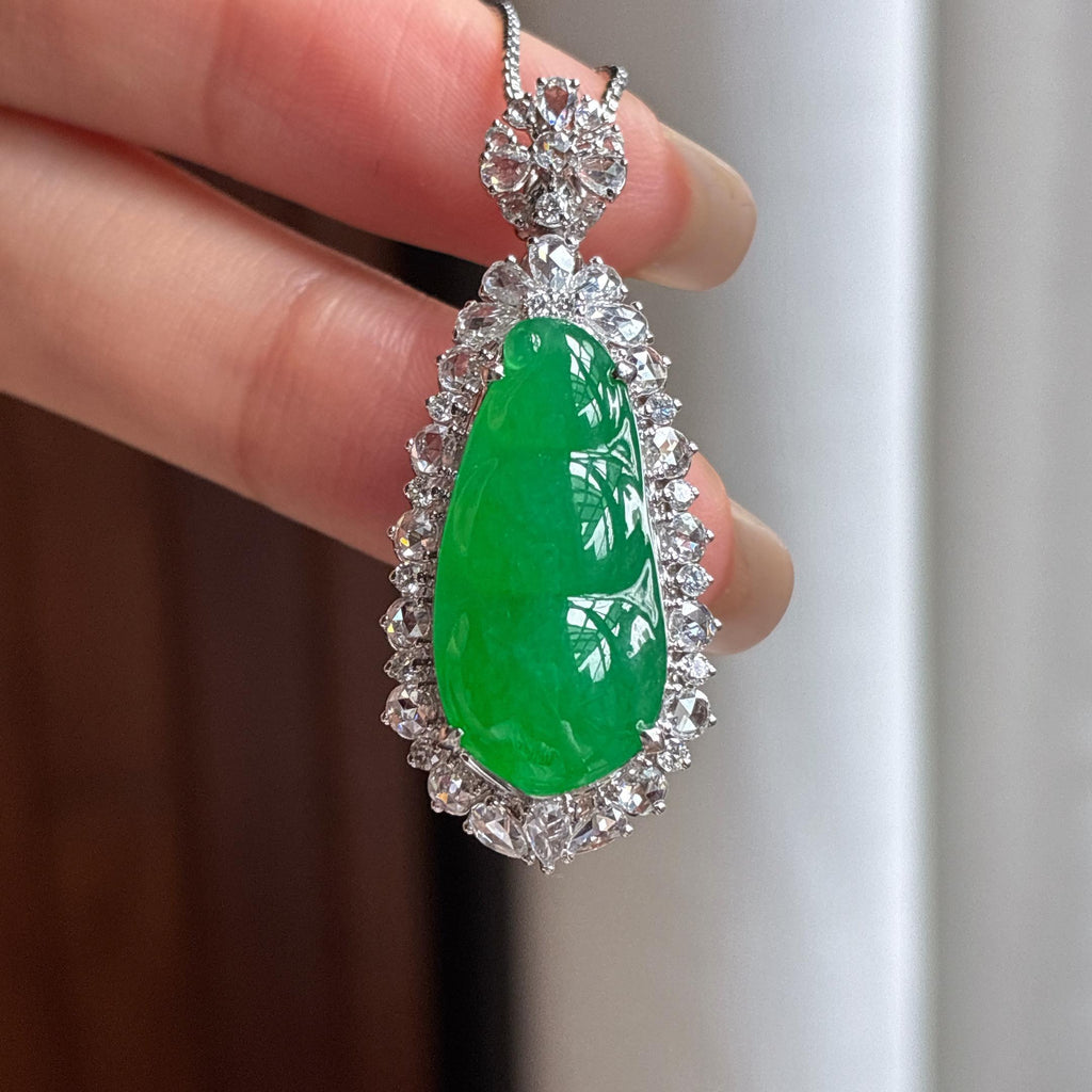 Ngọc bích Myanmar loại A tự nhiên 18k vàng khảm đậu đầy đủ hạt đậu băng chủng (yc450427)