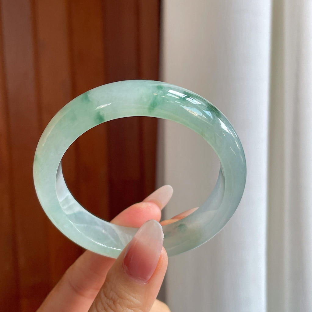 冰种飘花翡翠平安镯（55.8mm）（yc302427）