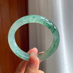冰种飘花翡翠平安镯（58mm）（yc333075）
