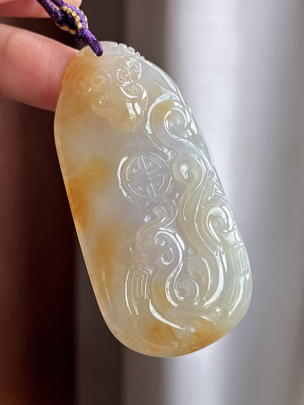 糯冰黄翡龙牌挂件（yc750947）