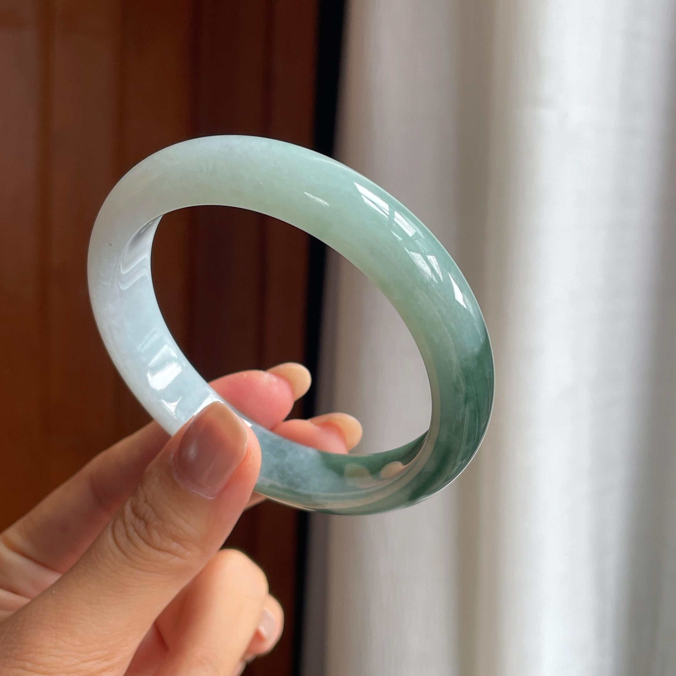 糯冰半山半水翡翠平安镯（59mm）（yc412129）