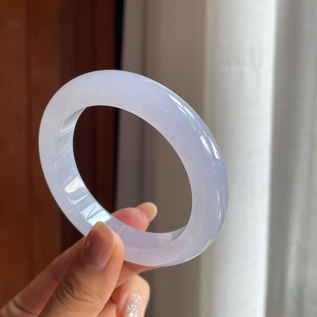 冰种淡紫罗兰翡翠平安镯(55.7mm)（yc422943）