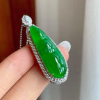 18k金镶冰种满绿翡翠豆子（yc261412）