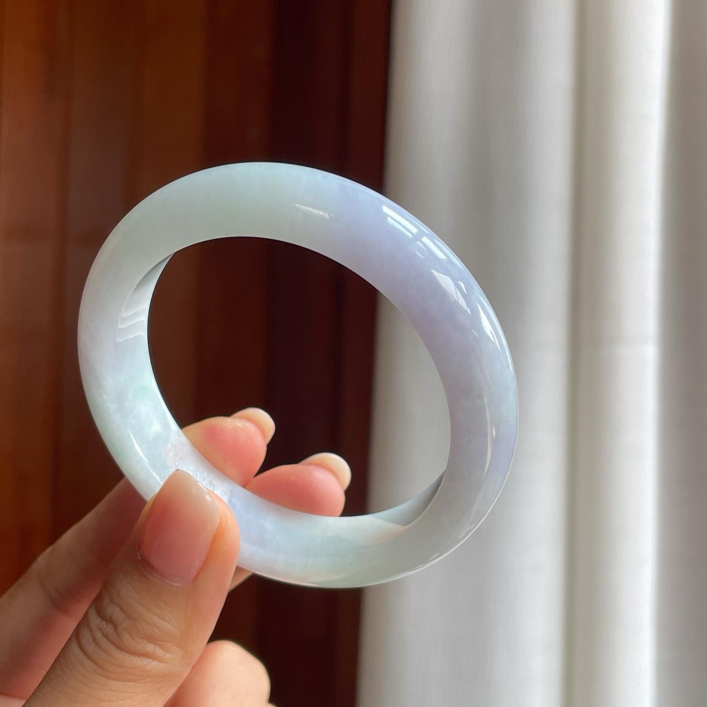糯冰淡紫罗兰翡翠平安镯（54.2mm）（yc389577）