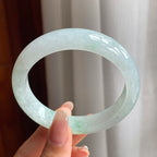 糯冰种带色翡翠平安镯（54mm）