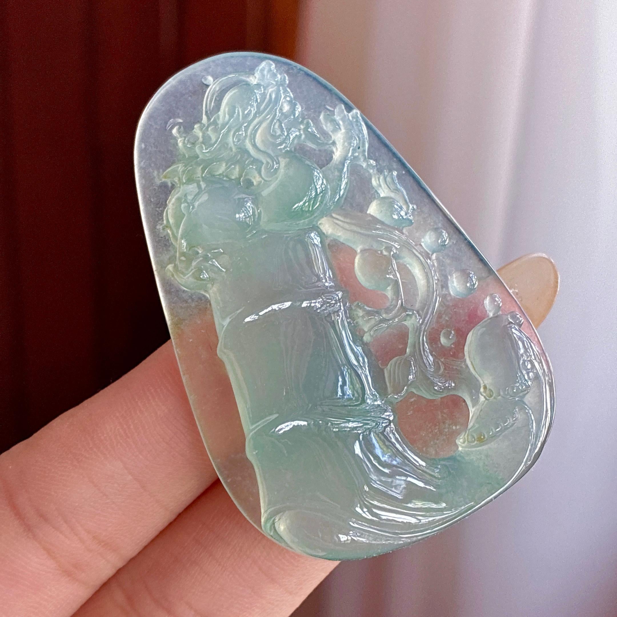 高冰种蓝晴底节节高挂件 天然缅甸A货翡翠（yc525685）