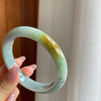 细糯冰飘花翡翠特色平安镯（64mm）（yc286506）