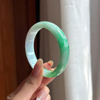 糯冰带色翡翠平安镯（57.2mm)（yc419522）