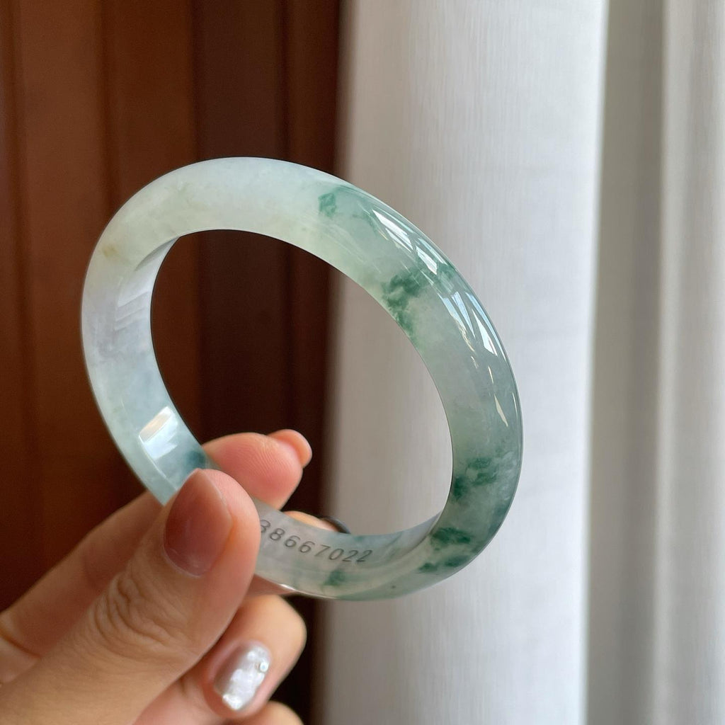 糯冰飘花翡翠平安镯（57.5mm）（yc281665）