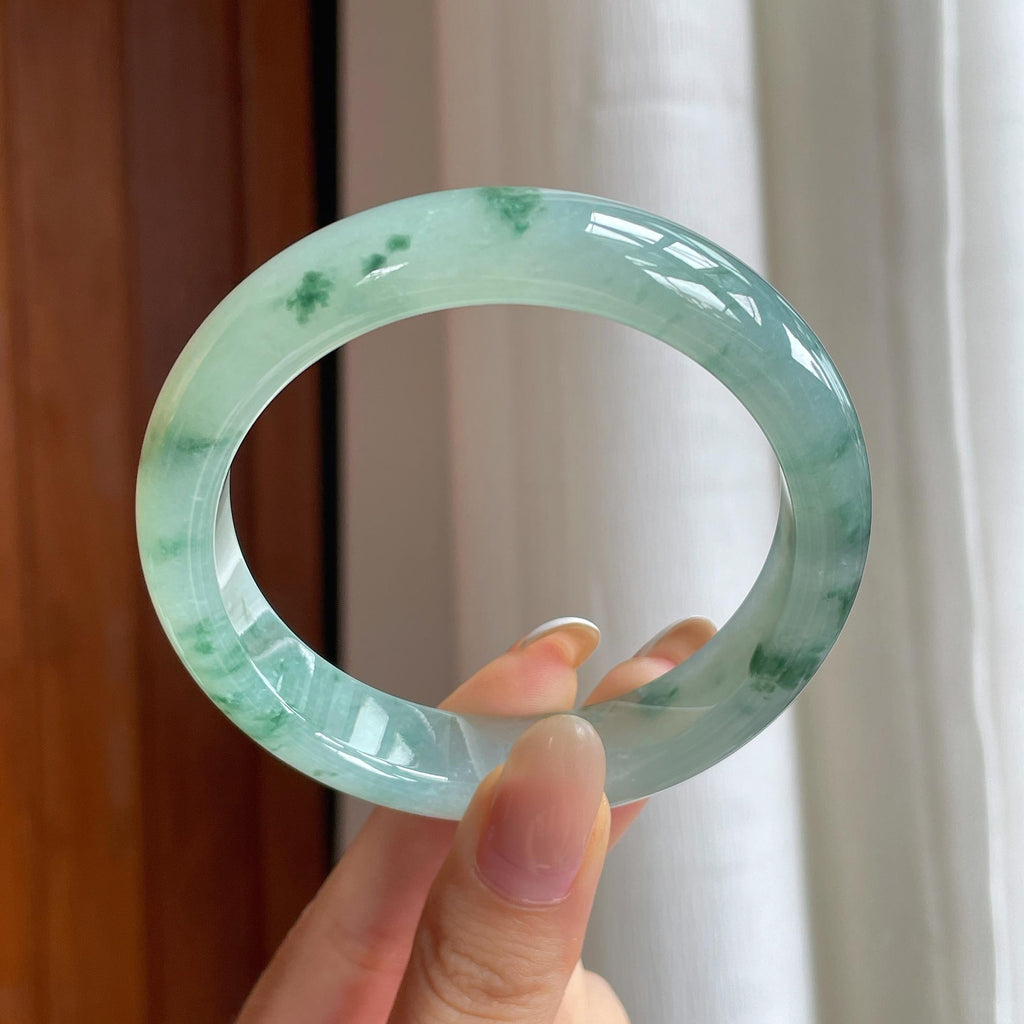 糯冰飘花翡翠平安镯（59.2mm)（yc416003）