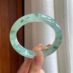 糯冰飘花翡翠平安镯（59.2mm)（yc416003）