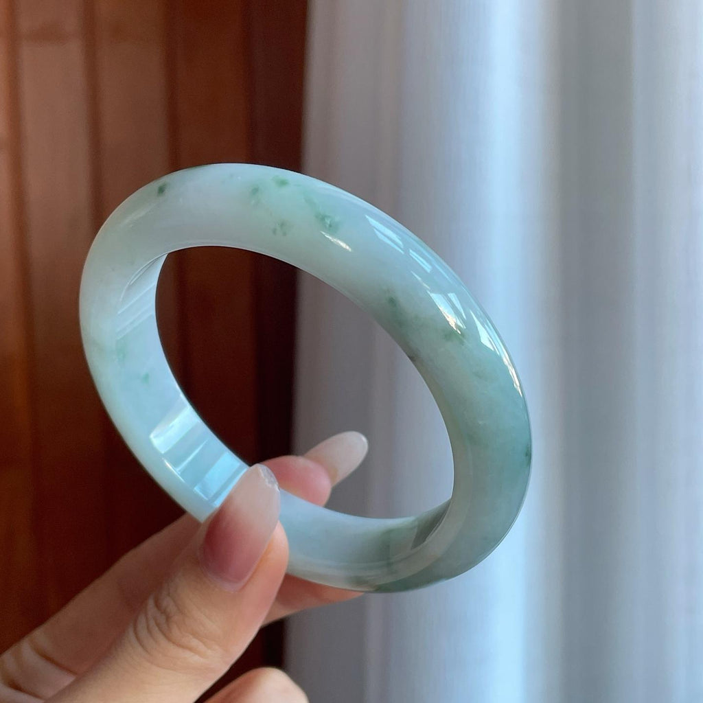 糯冰飘花翡翠平安镯（63mm）（yc266483）